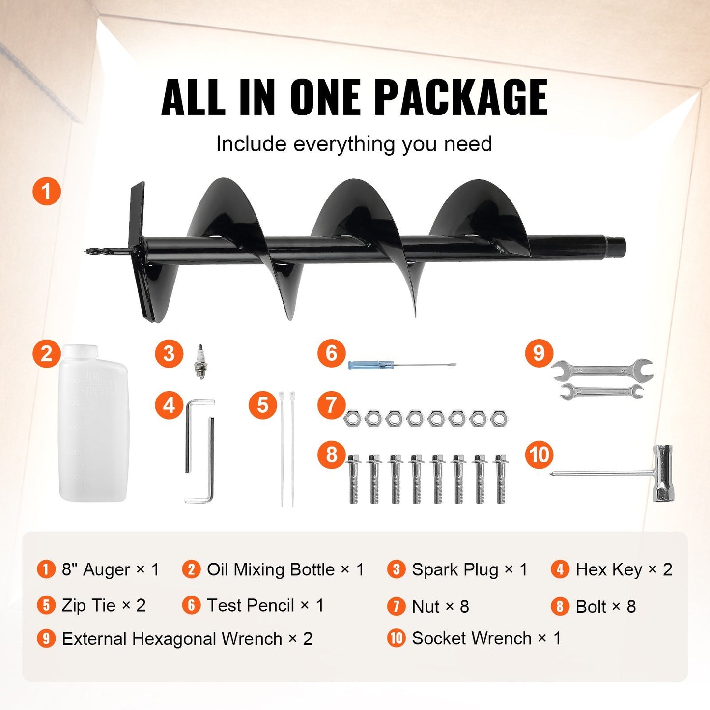 43cc 1250W Gas Auger Post Hole Digger