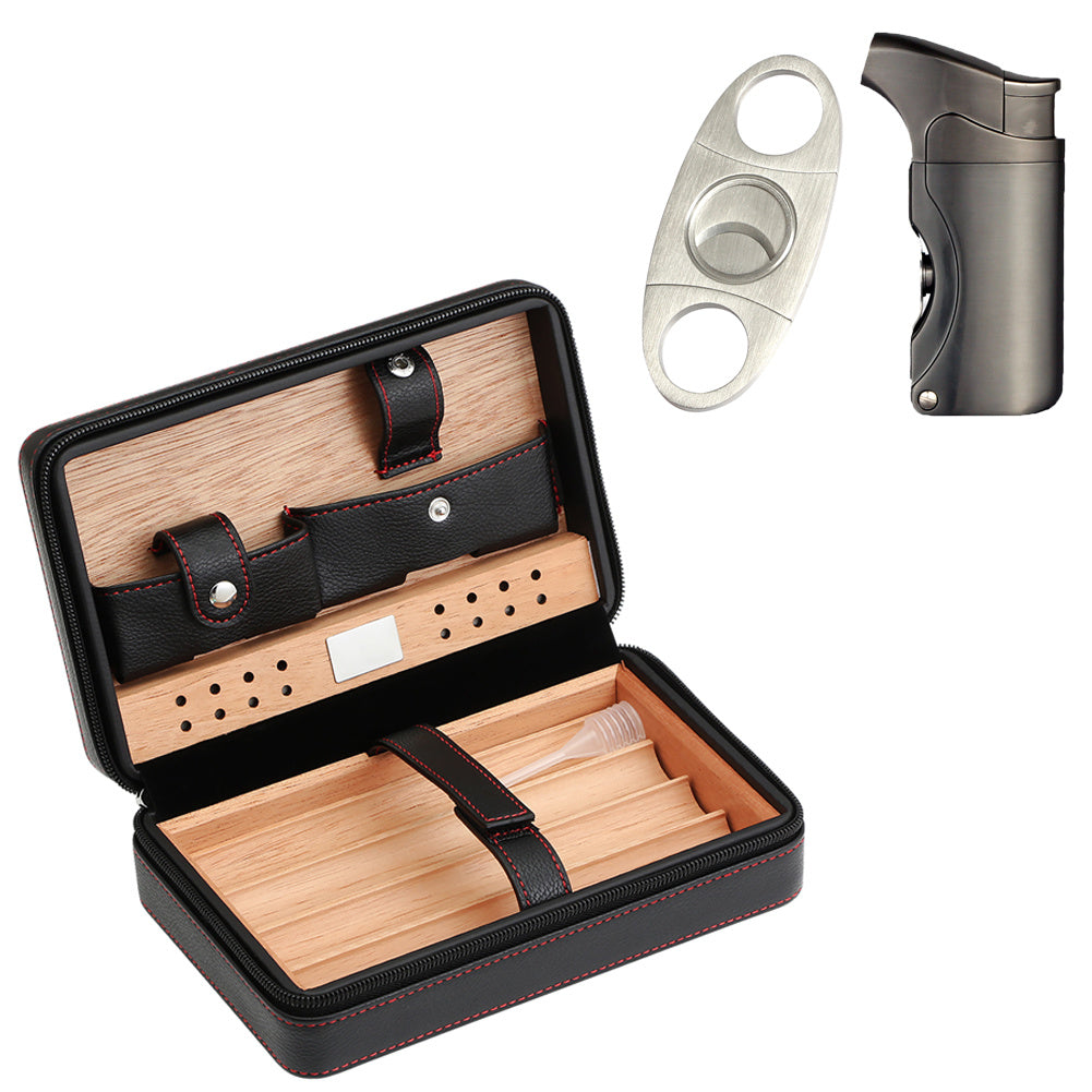 Luxury Cigar Humidor With Lighter Cutter Set