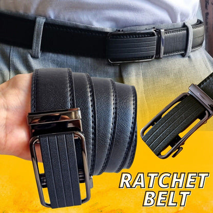 Men's Leather Belt With Slide Buckle Ratchet