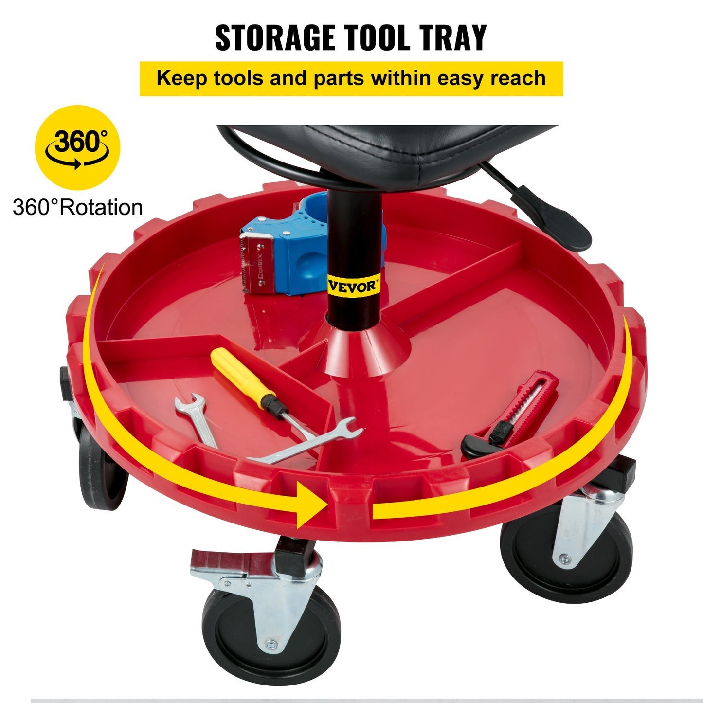 Rolling Garage Stool, 300LBS Capacity