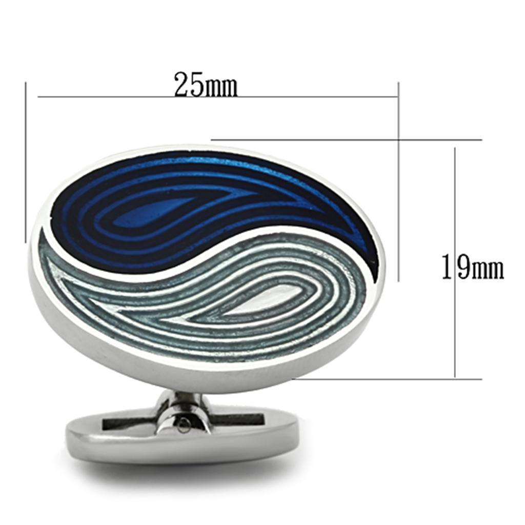 TK1240 - High polished (no plating) Stainless Steel Cufflink with Epoxy in Multi Color