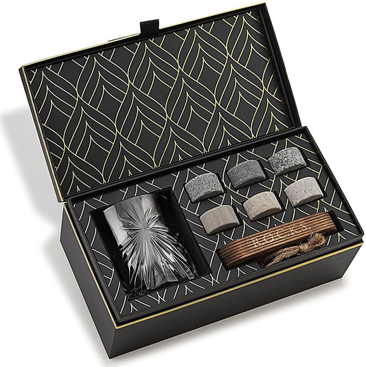 The Connoisseurs Set - Whiskey Glass 7 Stones Bar Set