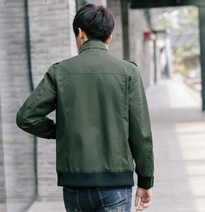 Mens Military Style Stand Collar Jacket