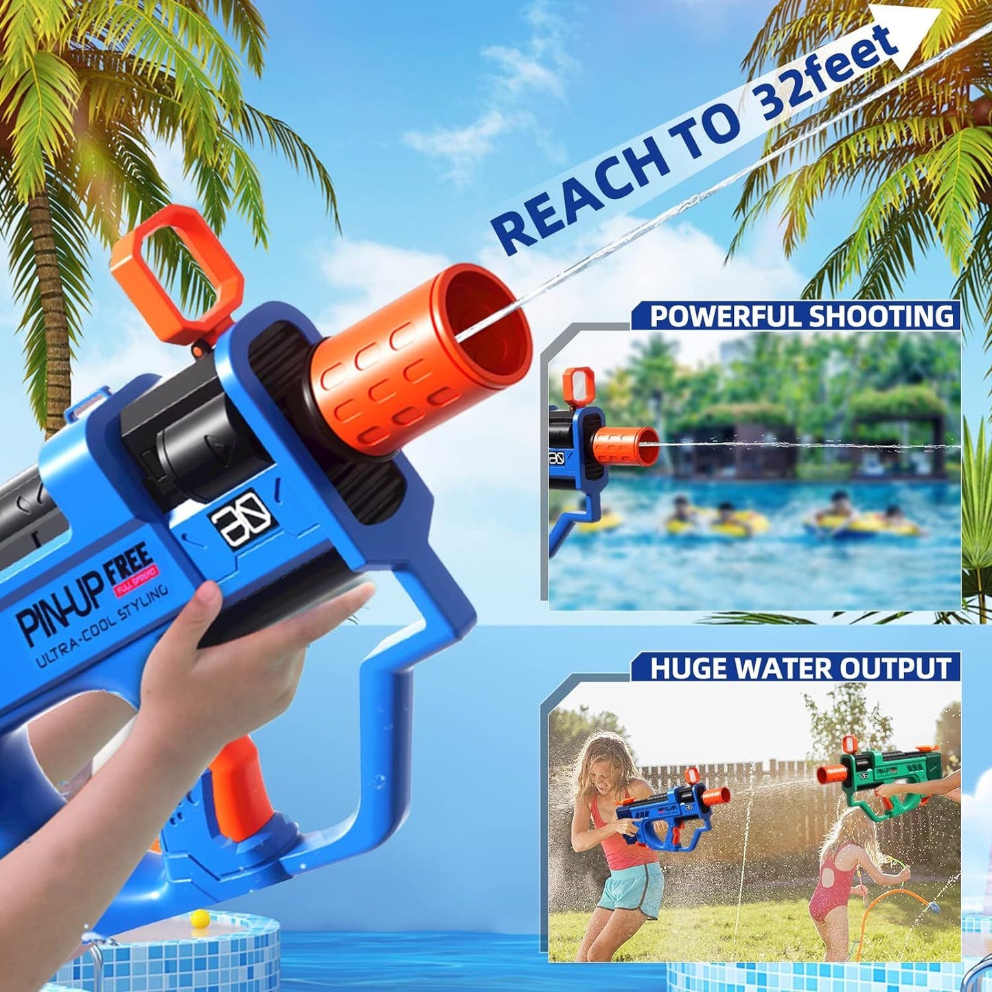 Motorized High Capacity Long Range Squirt Guns