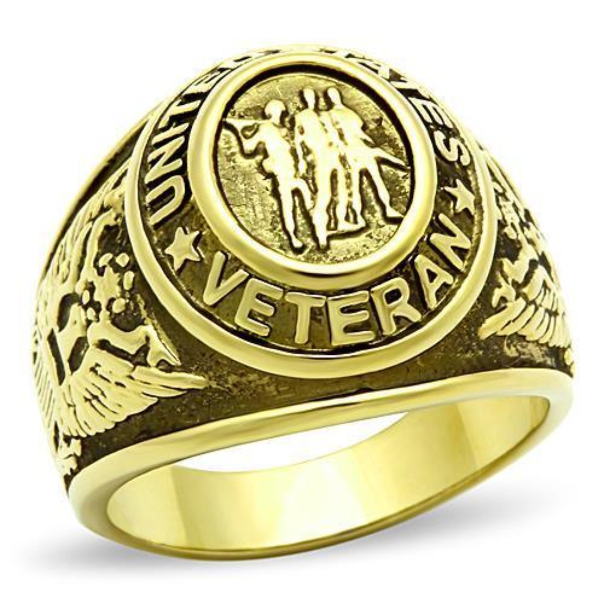 United States Veteran Gold (Ion Plating) Stainless Steel Ring