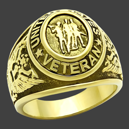 United States Veteran Gold (Ion Plating) Stainless Steel Ring