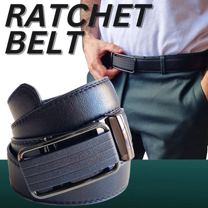 Men's Leather Belt With Slide Buckle Ratchet