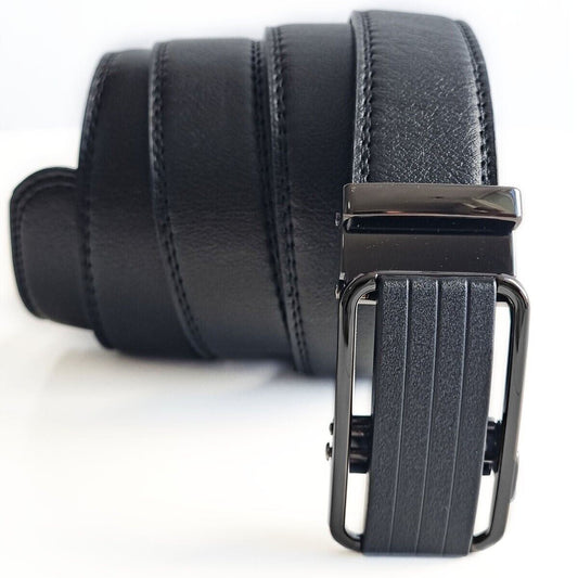 Men's Leather Belt With Slide Buckle Ratchet