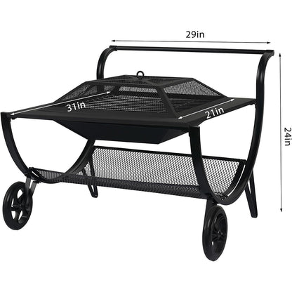 Steel Outdoor Wood Burning Firepit Grill