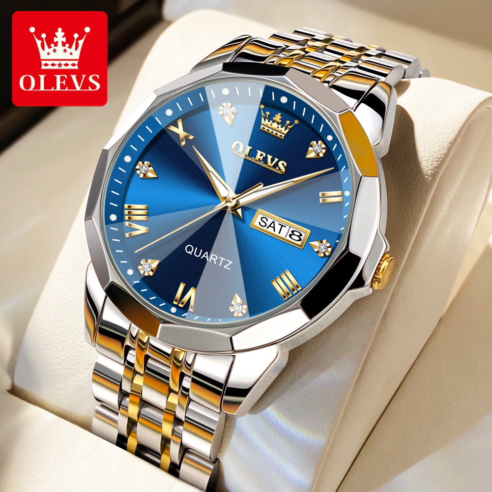 Men's Watch Quartz Waterproof Luminous Stainless Steel Wristwatch