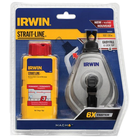 Irwin Mach6 Blue Braided Chalk and Reel Set 100 ft.