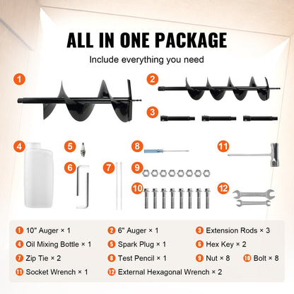 52cc 1450W Gas Auger Post Hole Digger