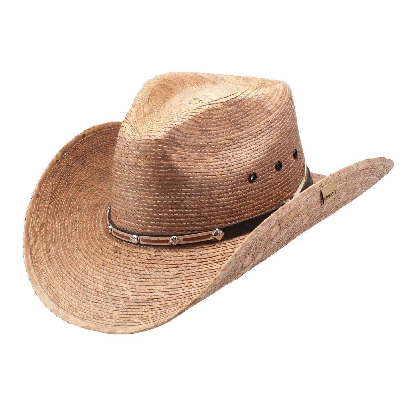 Braun Palm Leaf Western Hat