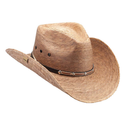 Braun Palm Leaf Western Hat