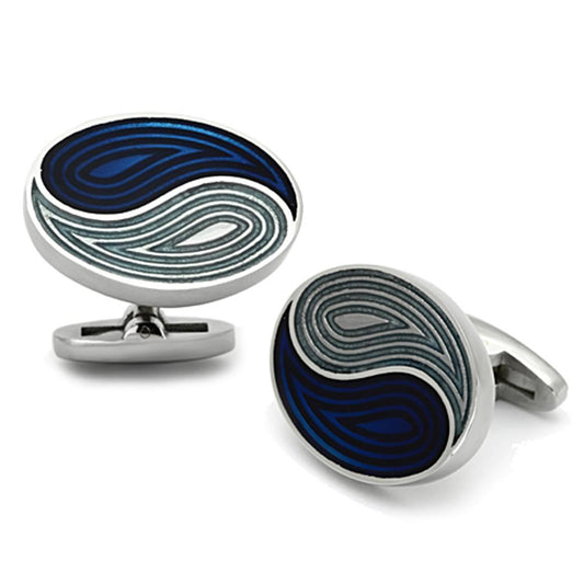 TK1240 - High polished (no plating) Stainless Steel Cufflink with Epoxy in Multi Color