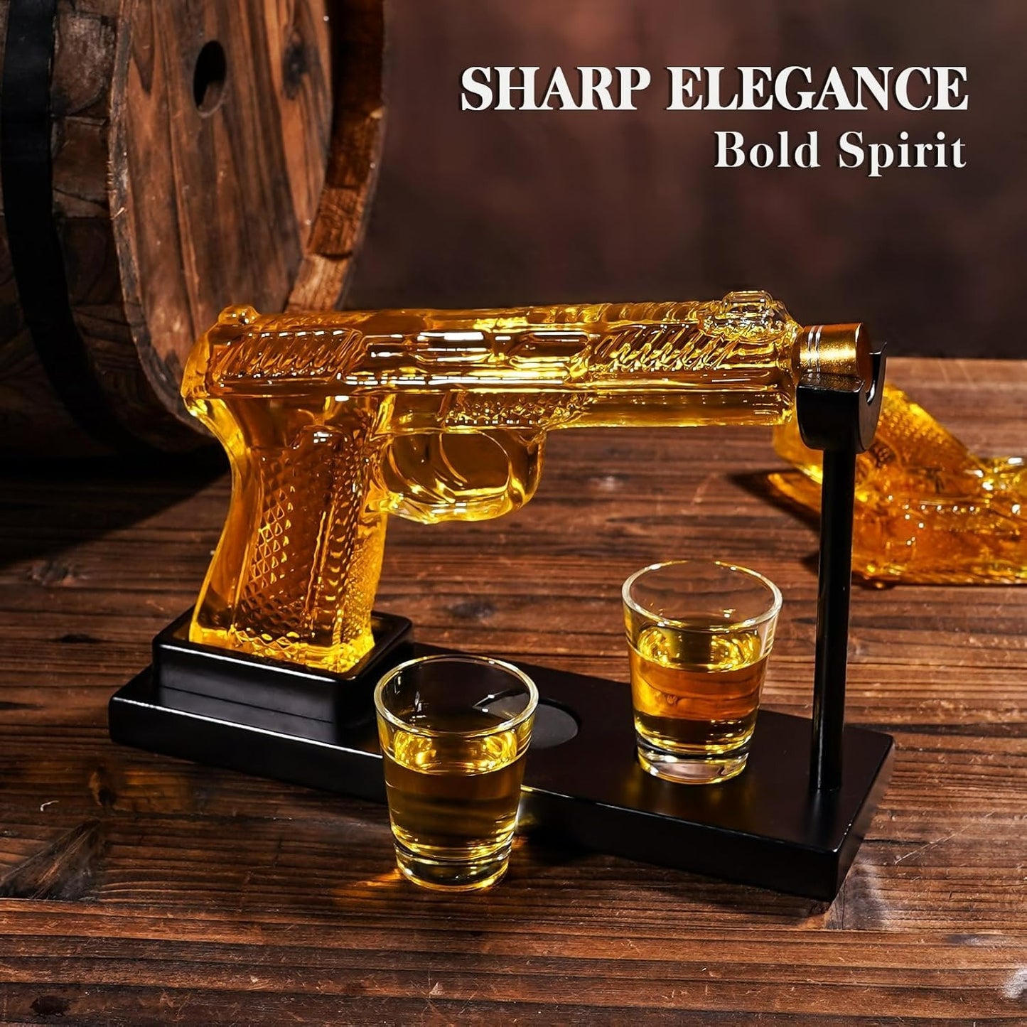 1911 Gun Whiskey Decanter Bottle with Shot Glasses Bar Set