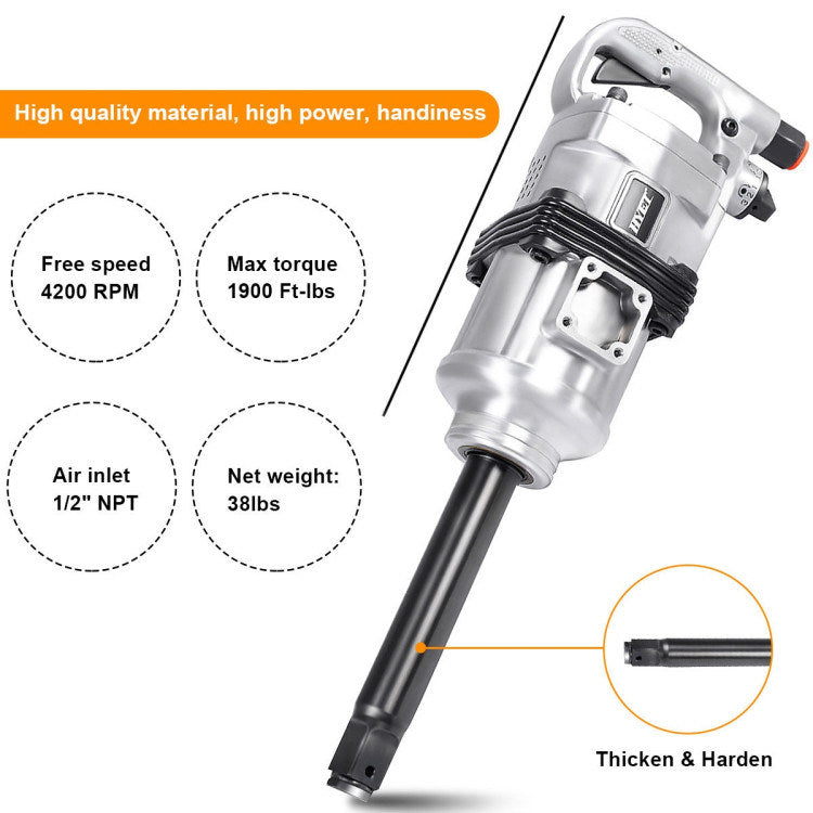 Heavy Duty 1 Inch Air Impact Wrench Gun with Case