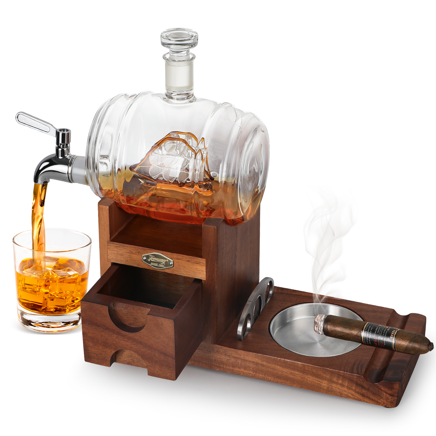 Cigar Ashtray Whiskey Decanter Set