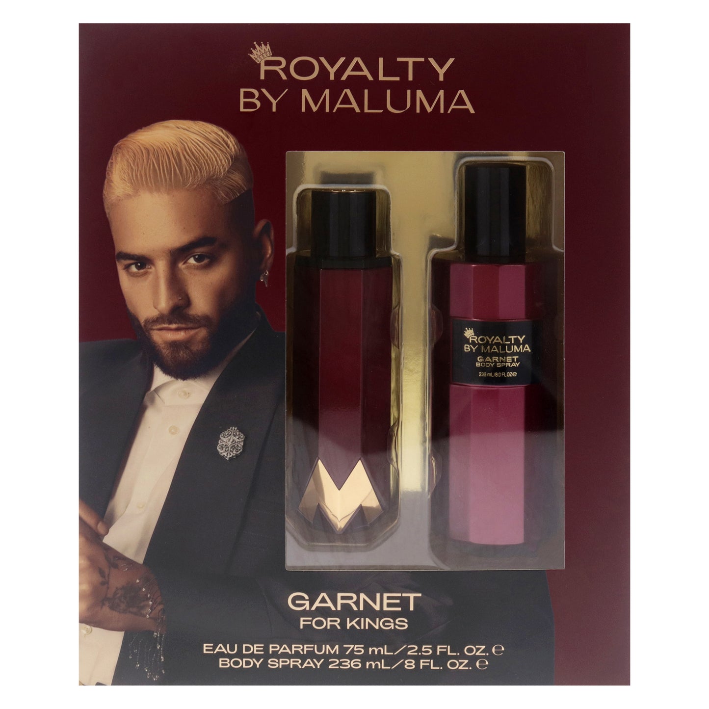 Garnet by Royalty By Maluma for Men - 2 Pc Gift Set 2.5oz EDP Spray, 8oz Body Spray