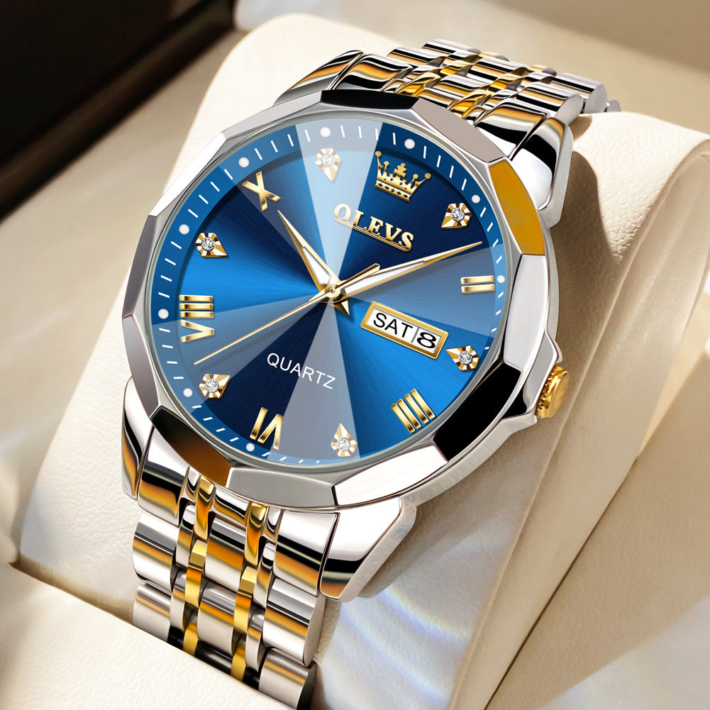 Men's Watch Quartz Waterproof Luminous Stainless Steel Wristwatch