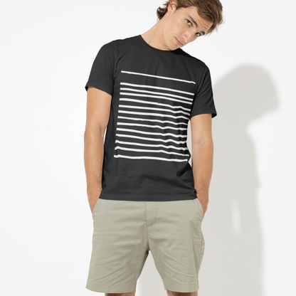 Mens T-Shirt with Lines in Black