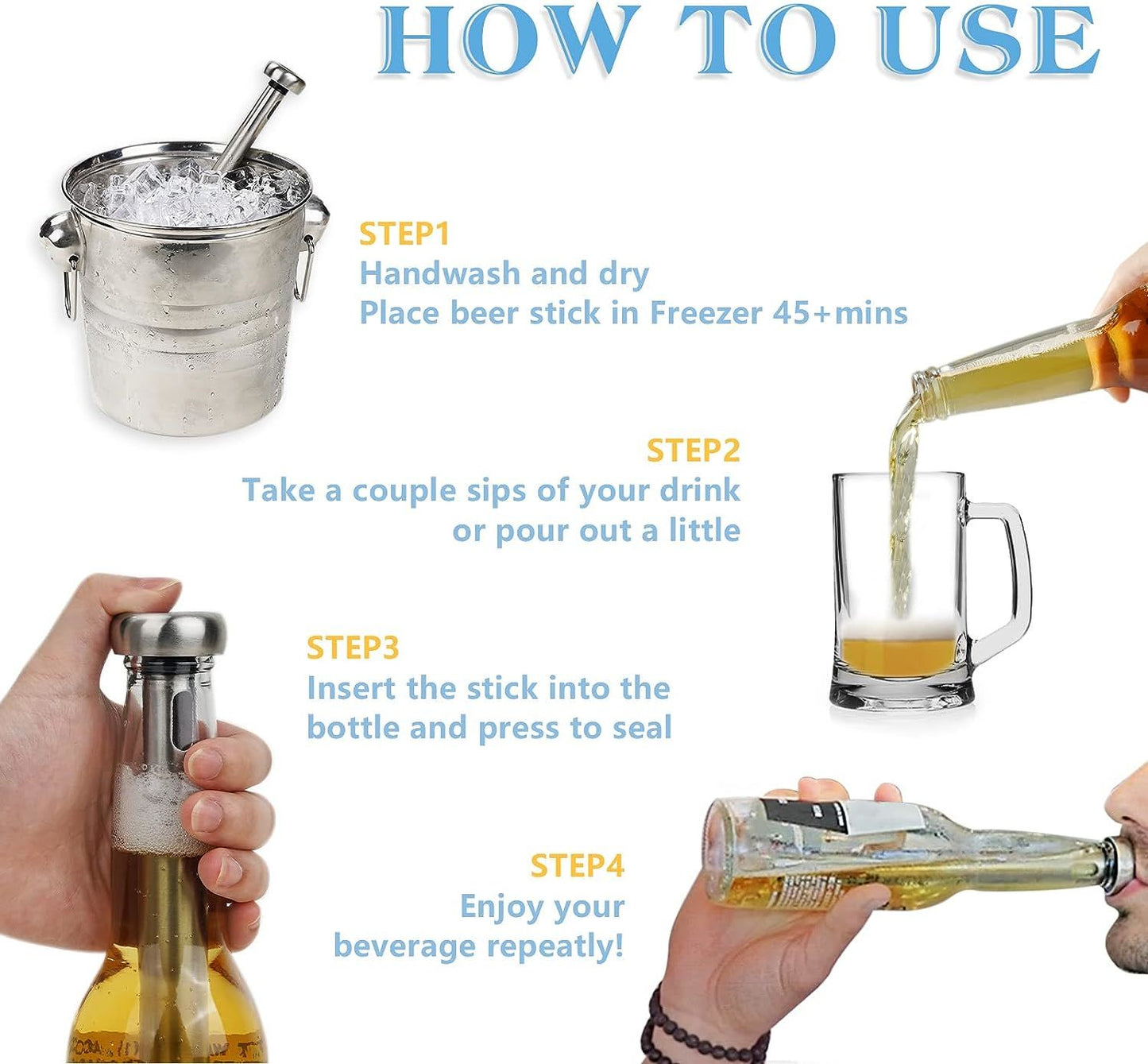 2pc Beer Chiller Sticks with Bottle Opener