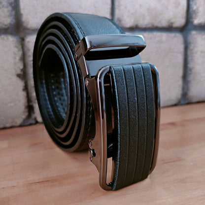 Men's Leather Belt With Slide Buckle Ratchet