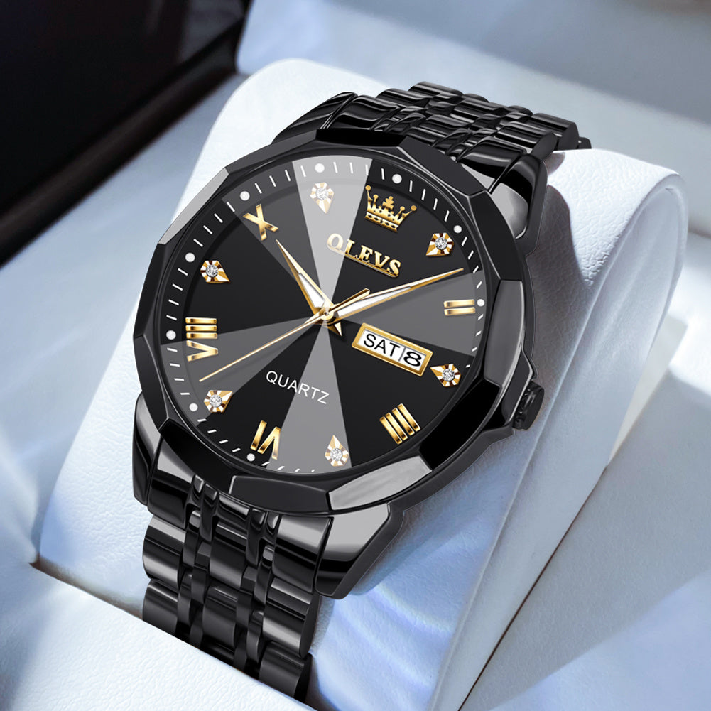 Men's Watch Quartz Waterproof Luminous Stainless Steel Wristwatch