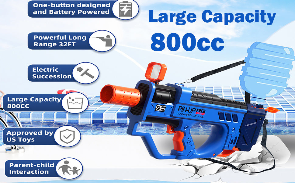 Motorized High Capacity Long Range Squirt Guns