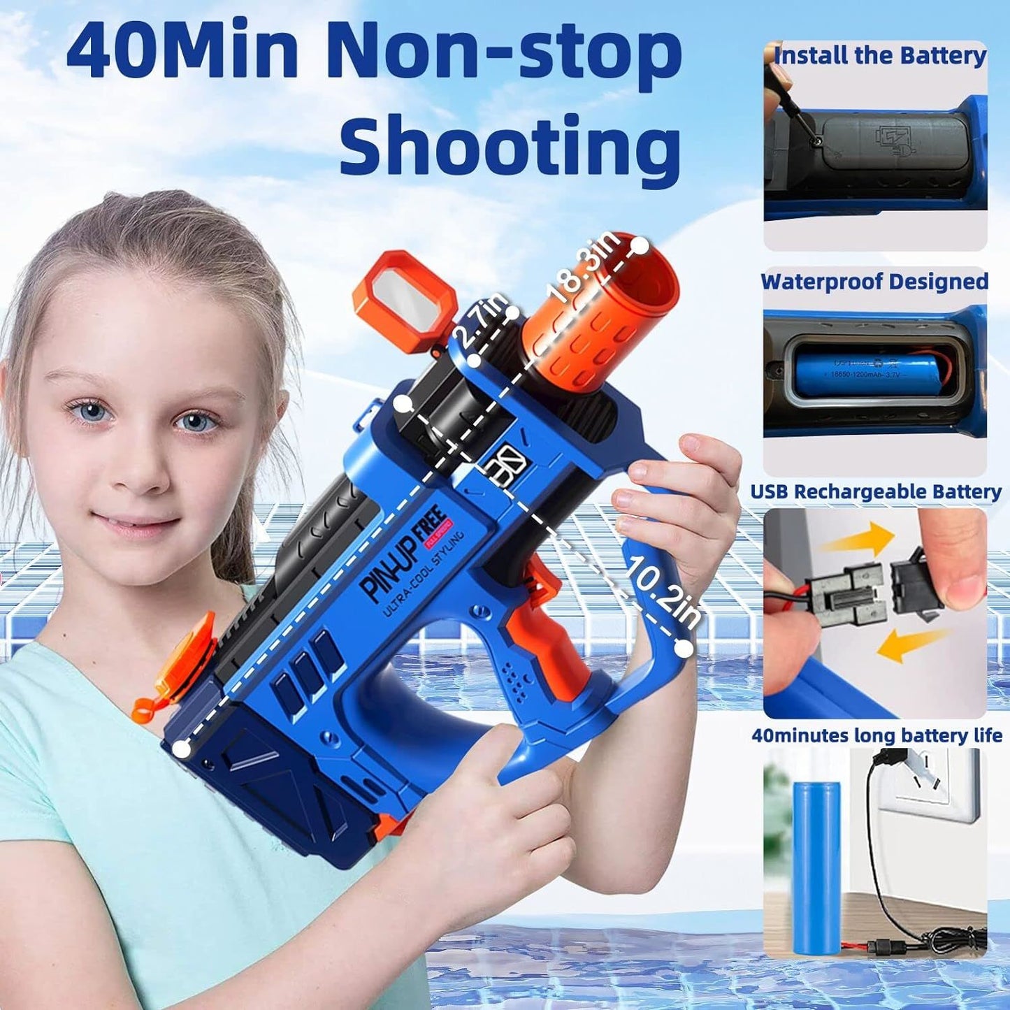 Motorized High Capacity Long Range Squirt Guns