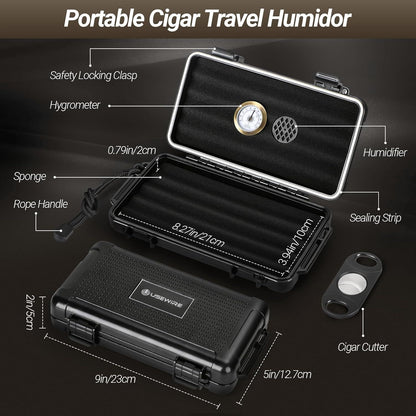 Cigar Travel Humidor and Lighter Set