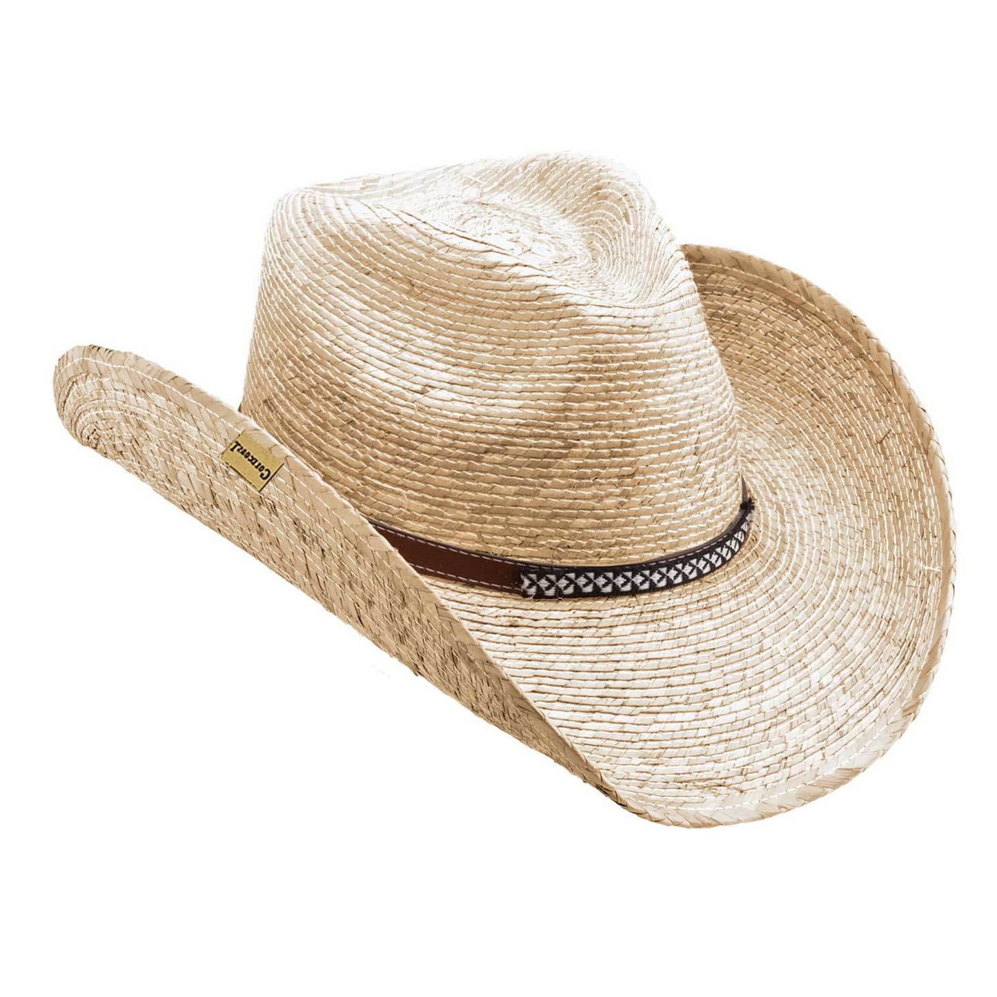 Braun Palm Leaf Western Hat