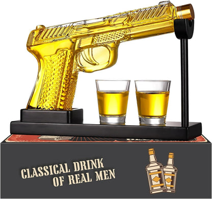 1911 Gun Whiskey Decanter Bottle with Shot Glasses Bar Set