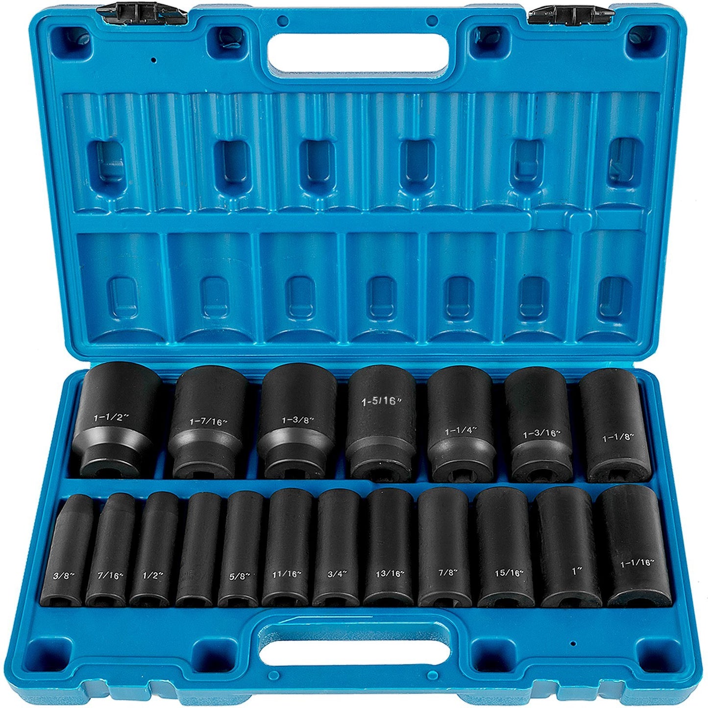 19 Piece Deep 6-Point impact Sockets 6 Point Design