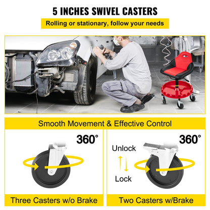 Rolling Garage Stool, 300LBS Capacity