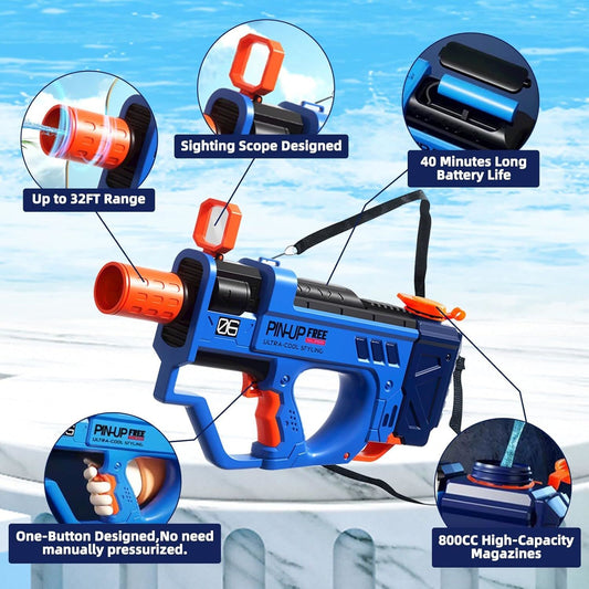 Motorized High Capacity Long Range Squirt Guns