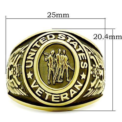 United States Veteran Gold (Ion Plating) Stainless Steel Ring