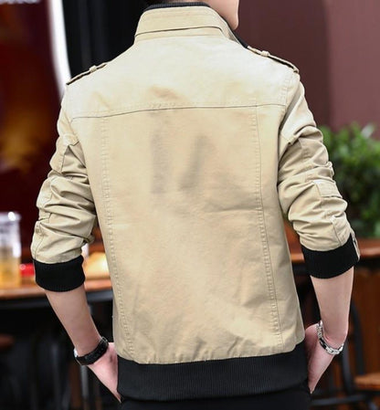 Mens Military Style Stand Collar Jacket